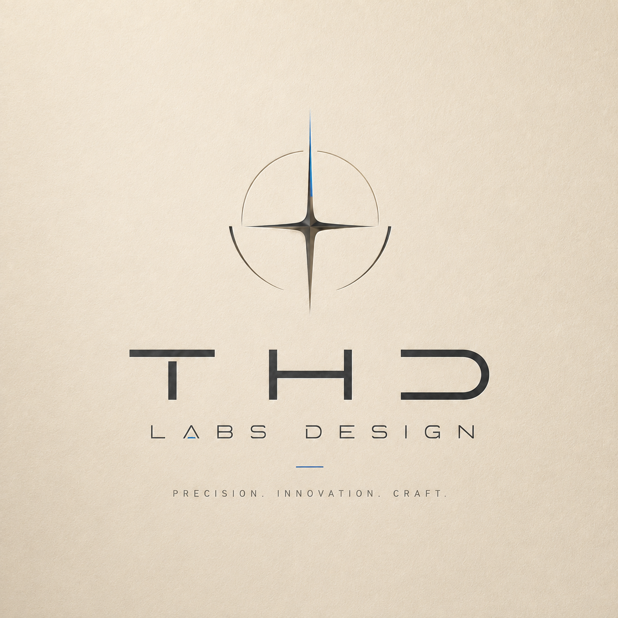 Identité officielle THD Labs Design : symbole étoilé métallique et signature Precision. Innovation. Craft.